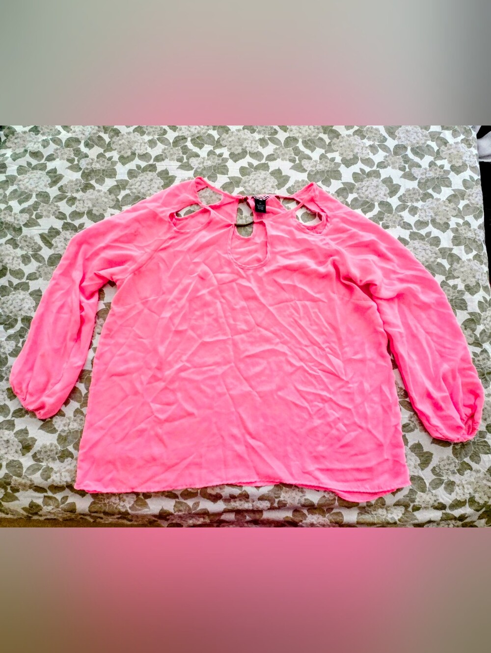 Women's Pink Cold-Shoulder Long Sleeve Top